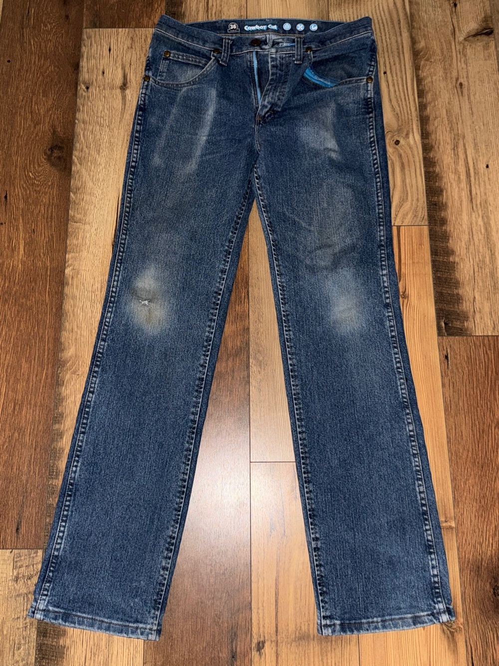Wrangler Men's Dark Blue Straight-Leg Jeans